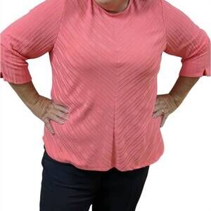 NEW SOUTHERN LADY three quarter sleeve coral island a line top in pink